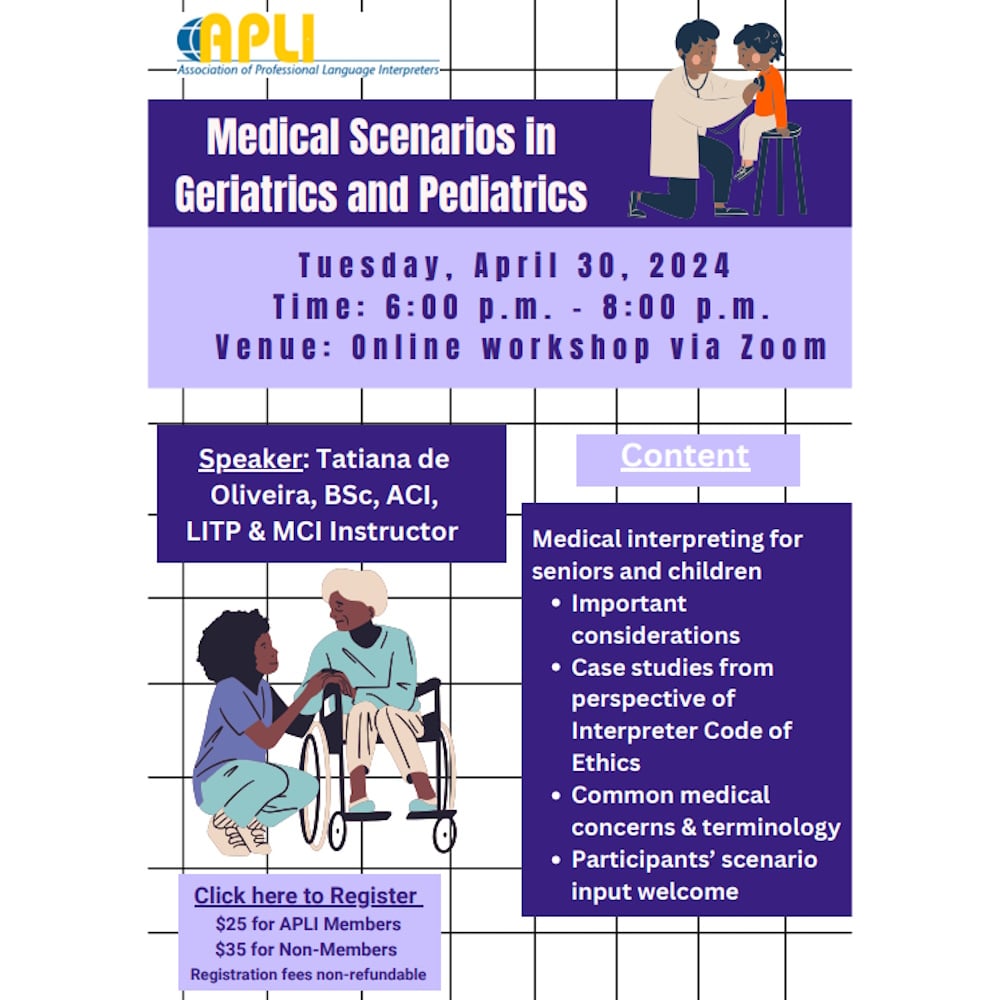 Poster for Medical Scenarios in Geriatrics and Pediatrics workshop